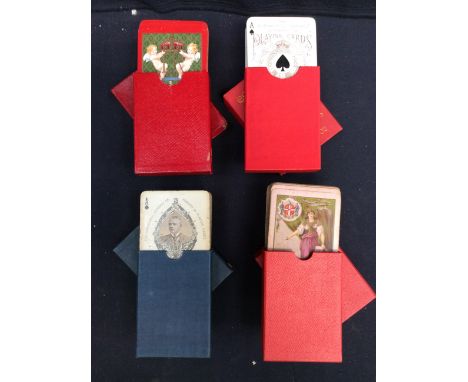 Playing Cards: a collection of early 20th century commemorative and novelty playing cards to include; Justice seated holding 