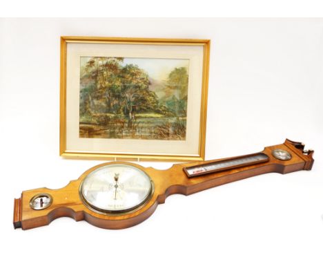 Michael Crawley water colour "Manifold Valley" in gilt frame, presented to the mayor of Derby 1986 along with reproduction Ge