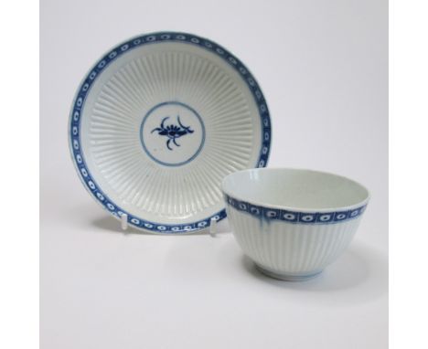  A Worcester tea bowl and saucer, dark sprig centreCirca 1775Tea bowl diameter 7cm, saucer diameter 12cmCondition; no restora