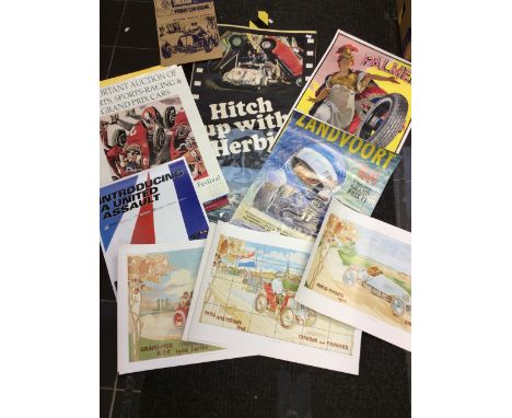  Motoring Interest: a collection of mixed 20th century motoring posters to include; Palmer tyre manufacturers, Zandvoort Gran