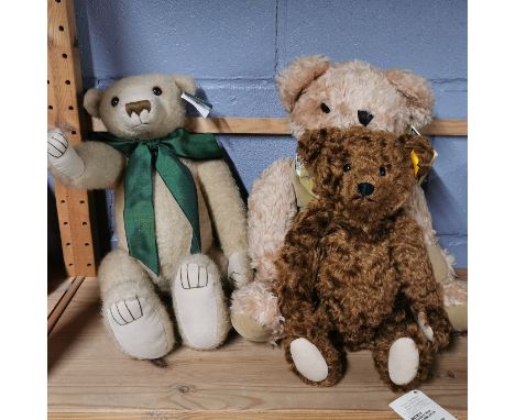 A Steiff teddy bear, L. 32cm. Together with a Winston bear and a Harold bear.