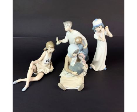 Two Lladro figures, One Nao and one other of children, Tallest  22cm.