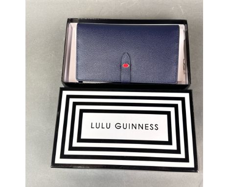 A Juno dark navy pebble leather wallet by Lulu Guinness, W. 20cm.