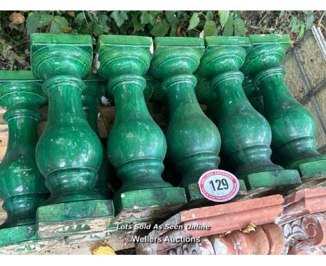 Twelve glazed balustrade spindles, 49cm (h) / Please bring equipment and labour to assist with removal of all lots. All lots 