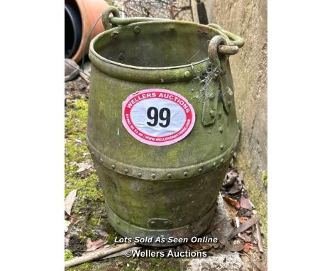 Galvanised well bucket, holes in the bottom, good for decoration or planter, 39cm (h) / Please bring equipment and labour to 