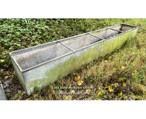 10ft galvanised trough, converted to planeter with drainage holes / Please bring equipment and labour to assist with removal 