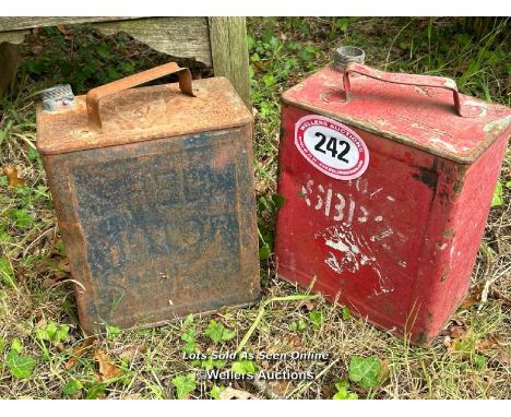 Two vintage petrol cans / Please bring equipment and labour to assist with removal of all lots. All lots are located at St. M