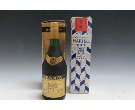 1 UNOPENED BOX OF FORTE'S DUTY FREE MARTELL THREE STAR COGNAC, together with 1 boxed 1 litre bottle of D Champerny Napoleon b