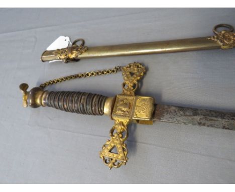 AN EARLY 20TH CENTURY AMERICAN 'KNIGHTS OF THE GOLDEN EAGLE' DRESS SWORD, engraved blade, wire wound grip and eagle pommelCon