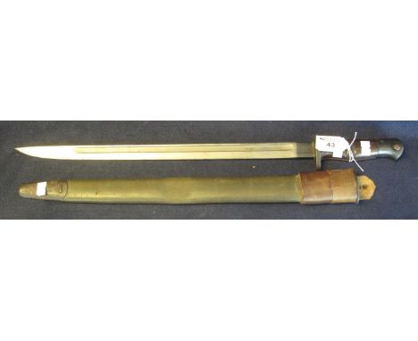 First World War period Remington United States bayonet and scabbard with leather mount, dated 1918.(B.P. 24% incl. VAT) 