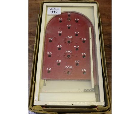 Small Chad valley wooden table top bagatelle game in appearing original wooden box.(B.P. 24% incl. VAT) 