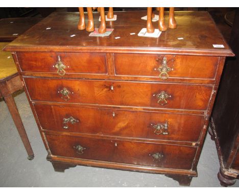 18th Century walnut straight front chest of two short and three long drawers on bracket feet. (B.P. 24% incl. VAT) Dimensions