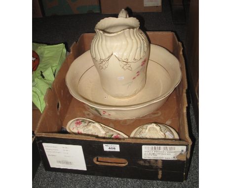 Victorian floral jug and basin set with matching soap dish and cover etc. (4)(B.P. 24% incl. VAT) 