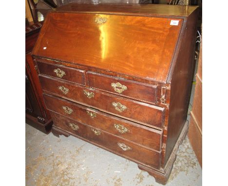 18th Century mahogany fall front bureau on shaped bracket feet. (B.P. 24% incl. VAT) 