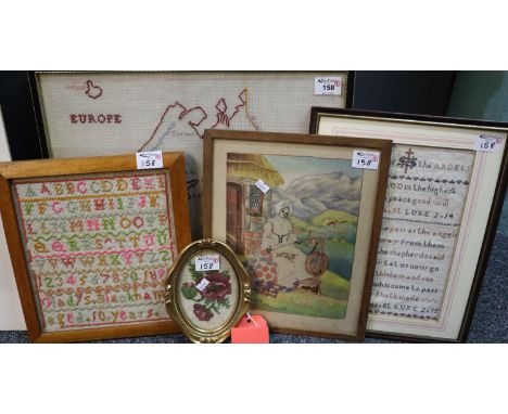 Group of assorted tapestry and needlework panels, samplers, map of Europe etc. (5)(B.P. 24% incl. VAT) 