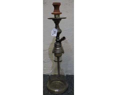 Glass and plated metal hookah type pipe. (B.P. 24% incl. VAT) 