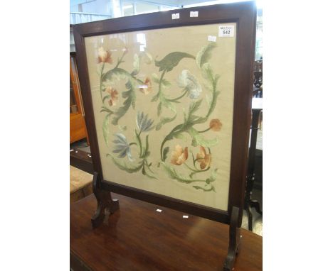 Mahogany framed tapestry screen with silk floral and foliate decoration.(B.P. 24% incl. VAT) 