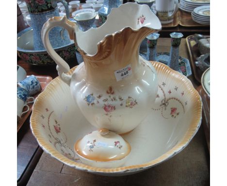 Devon ware Fieldings blush ivory floral jug and basin set and matching soap dish and cover.(B.P. 24% incl. VAT) 