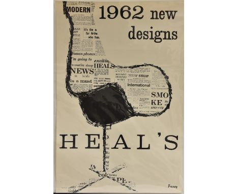 Charles Feeney, after, A folio of five original mid 20th century Heal's Posters; 1962 new designs poster; 'Presents for Parti