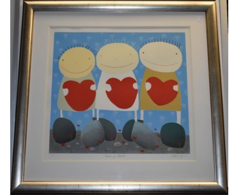 Mackenzie Thorpe, by and afterThree of Heartslimited edition, 246/395, signed in pencil, Silkscreen Print, 71.5cm x 75.5cm, f