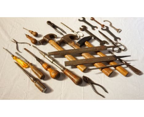 COLLECTION OF VINTAGE TOOLS
includes hammers, chisels, pliers and rasps, some maker marked, 1 box