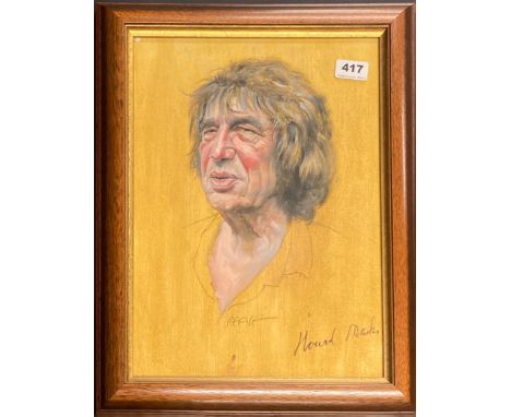A framed oil on canvas portrait of Howard Marks, frame size 39 x 48cm.
