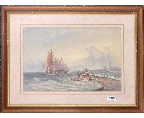 A framed 19th century watercolour seascape signed T S Robins, 1854, frame size 62 x 49cm.