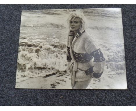 Vintage 1986 photo of Marilyn Monroe on Santa Monica beach at sunset. Taken just a month before her passing. George Barris co