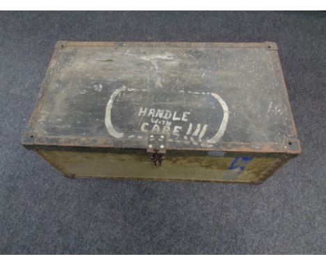 A military metal trunk.