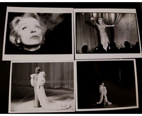 Vintage photos of Marlene Dietrich in Paris 1973, with French and New York press stamps on the back.