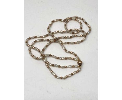 A 9ct gold mounted cultured pearl two row necklet 