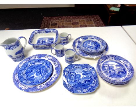 A small quantity of Spode Italian blue and white china including plates, bowls, jug etc. 