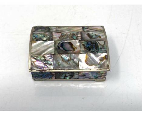 A mother of pearl and white metal snuff box 