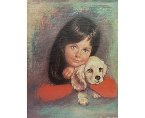 After Louis Shabner (British 1917-1981): Girl with Dog, colour print 57cm x 44cmClick here to view further images, condition 