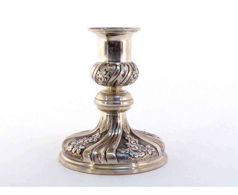 A modern Italian silver candlestick to take a thick candle of approx. 4.5 cm. diameter, .800 standard, Florence, post 1968, c