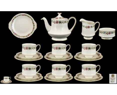 Paragon 'Belinda' Tea Service comprising Tea pot, milk jug, sugar bowl, 8 teacups, saucers and cake/sandwich plates, and a la
