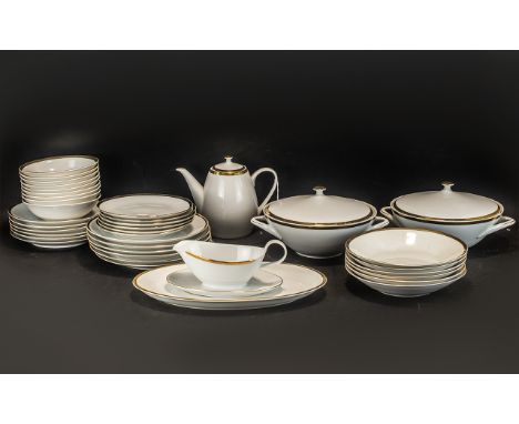 A Modern Dinner service made in Czechoslovakia 'Brigitta Design' comprising two tureens, a coffee pot, an oval serving dish, 