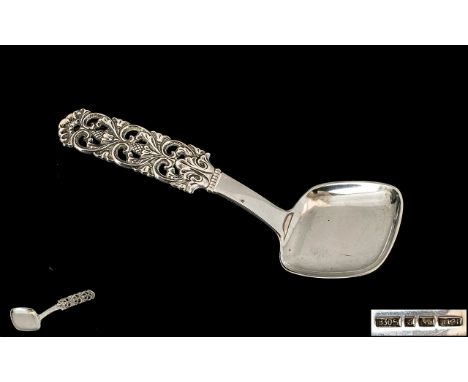 Norwegian - R. Elvesaeter Mid 20th Century Superb Silver Caddy Spoon. Marked 830s, NM, NR121. Length 5.5 Inches - 13.75 cms. 