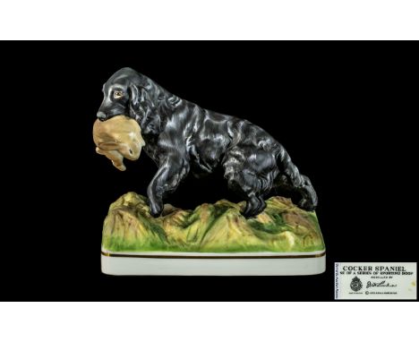 Royal Worcester Hand Painted Porcelain ' Sporting Dog ' Figure - Sporting Dog Series ' Cocker Spaniel ' Modelled by Doris Lin