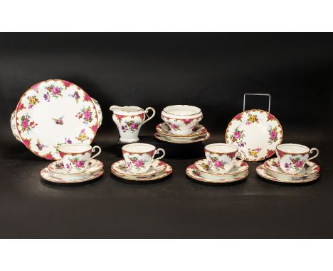 Aynsley Rose Wilton B971 19 Pieces To Include Cups, Saucers, Side Plates etc