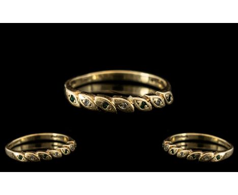 9ct Gold Diamond and Emerald Set Dress Ring. Ladies Fully Hallmarked Diamond Emerald Ring. Ring Size R. Please See Photo. 