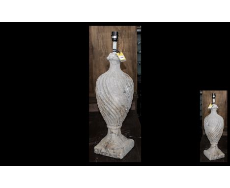 A Reproduction Stoneware Lamp in the shape of a classical Urn by Oka, electrified. 28 inches high. 