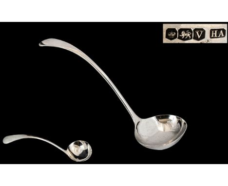 1930's Sterling Silver Ladle of Pleasing Proportions. Hallmark Sheffield 1938, Maker H.A. Atkin Brothers. Length 12 Inches - 