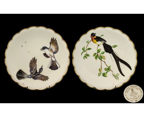 Royal Worcester Ltd Edition Dorothy Doughty Annual - Pair of Hand Painted Cabinet Plates. Both Plates For 1974 &amp; 1977, An