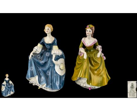 Royal Doulton Figure ' Hilary ' HN2335. Designer M. Davies. Issued 1967 - 1981. Height 18.4 cms - 7.25 Inches + A Coalport Ha