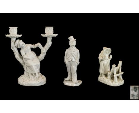 A Collection of Royal Worcester White Porcelain Figures From Mid 19th Century ( 3 ) Figures In Total. Comprises Royal Worcest