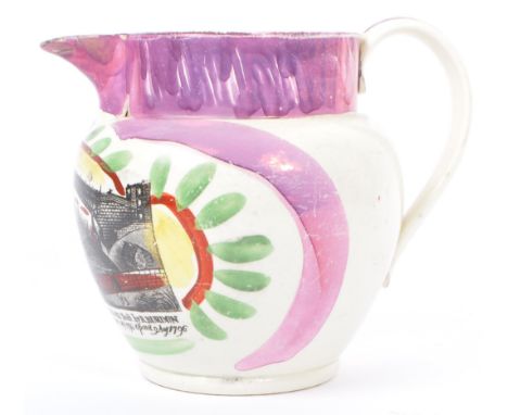 Sunderland Lustre - An 19th century George III Sunderland lustre jug. The jug having a view of the Iron Bridge with verse ben