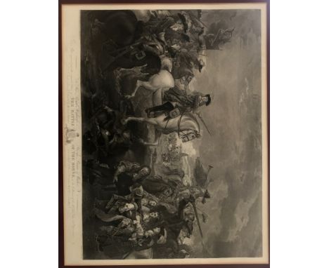 The Battle of the Boyne, engraving, after Benjamin West, by John Hall, depicting King William III, riding a white horse, lead