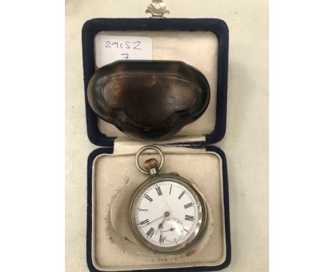 A tortoiseshell snuff box and pocket watch