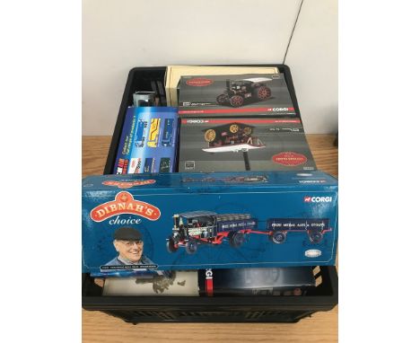 A box of boxed diecast to inc Corgi, Dibnah's Choice Steam Engine, Oxford etc